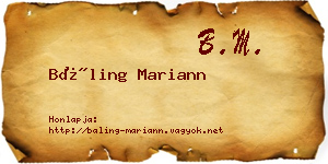 Báling Mariann névjegykártya